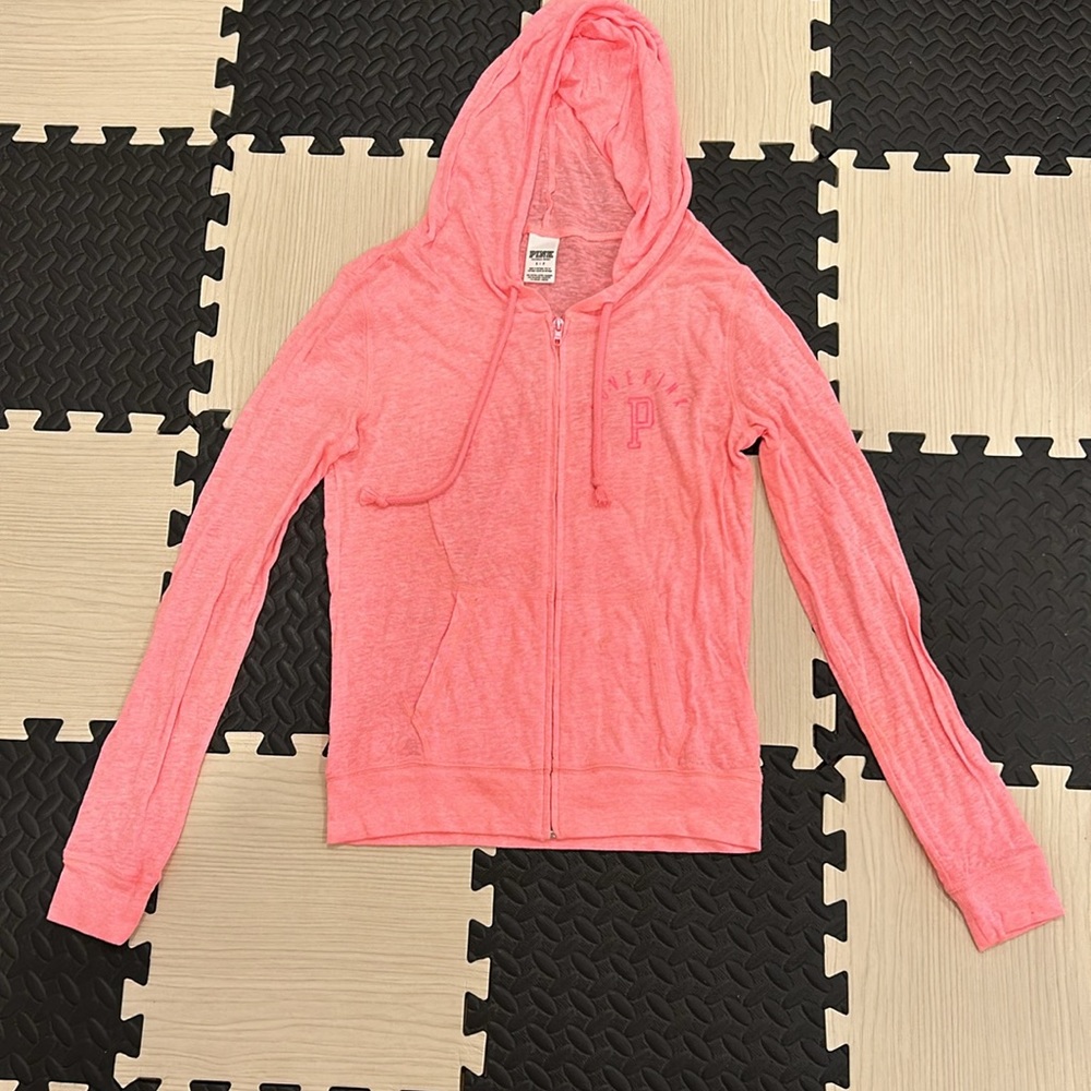 Pink Victoria Secret zip up in color pink lightweight zip up in size small